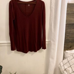 Long Sleeve Dark Red Top